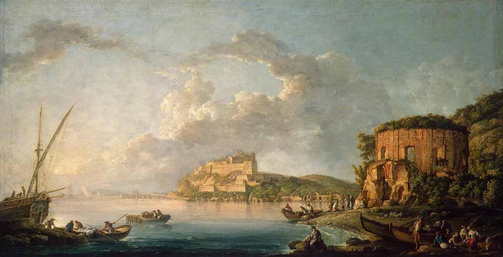 Карло Бонавия, "Залив Бая с Арагонского замка и Храма Венеры" 1758